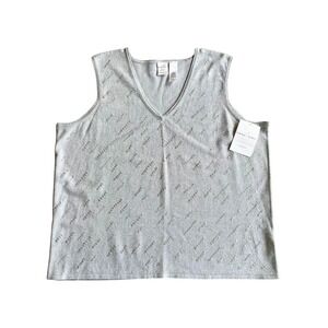NEW Emma James Liz Claiborne Silver Sequin Tank Top Blouse - Sz 2 (Fits like LG)